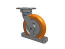10"x2" USA Ergonomic Swivel Caster with MAX-Efficiency Orange Wheel, Toe Guard, and 6.25"x4.5" Plate