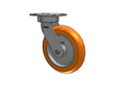 10"x2" USA Ergonomic Swivel Caster with MAX-Efficiency Orange Wheel and 6.25"x4.5" Plate