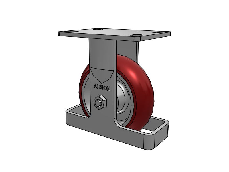 6"x2" USA Ergonomic Rigid Caster with MAX-Efficiency Wheel, Toe Guard, and 6.25"x4.5" Plate
