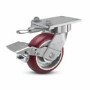 6"x2" USA Ergonomic Brake Caster with MAX-Efficiency Wheel, Swivel Lock, and 6.25"x4.5" Plate