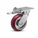 6"x2" USA Ergonomic Swivel Caster with MAX-Efficiency Wheel, Swivel Lock, and 6.25"x4.5" Plate