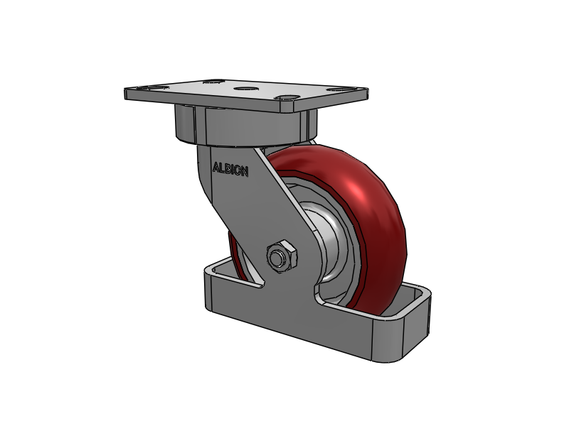 6"x2" USA Ergonomic Swivel Caster with MAX-Efficiency Wheel, Toe Guard, and 6.25"x4.5" Plate