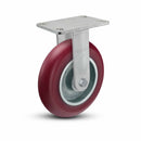 8"x2" USA Ergonomic Rigid Caster with MAX-Efficiency Wheel and 6.25"x4.5" Plate