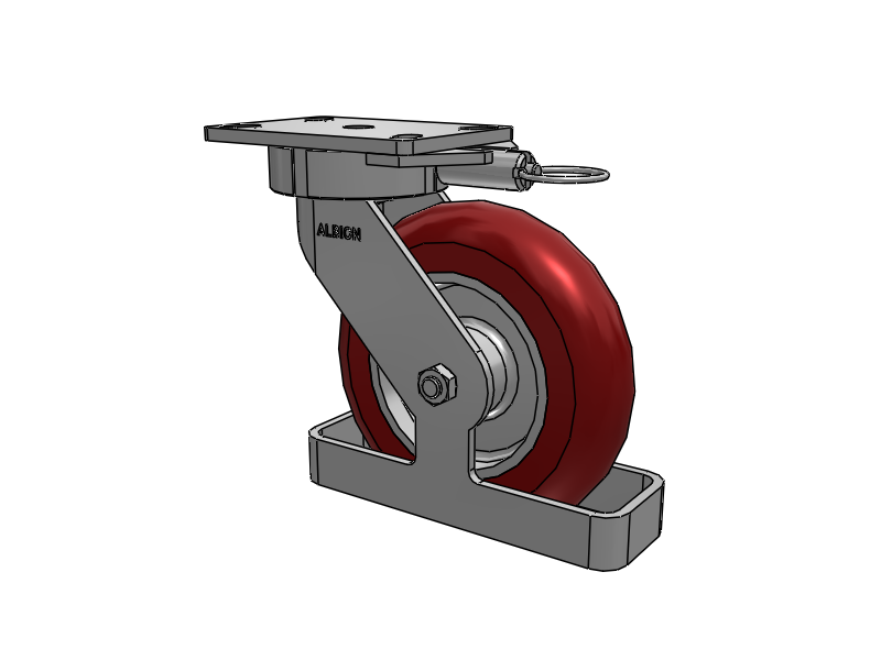 8"x2" USA Ergonomic Swivel Caster with MAX-Efficiency Wheel, Toe Guard, Swivel Lock, and 6.25"x4.5" Plate