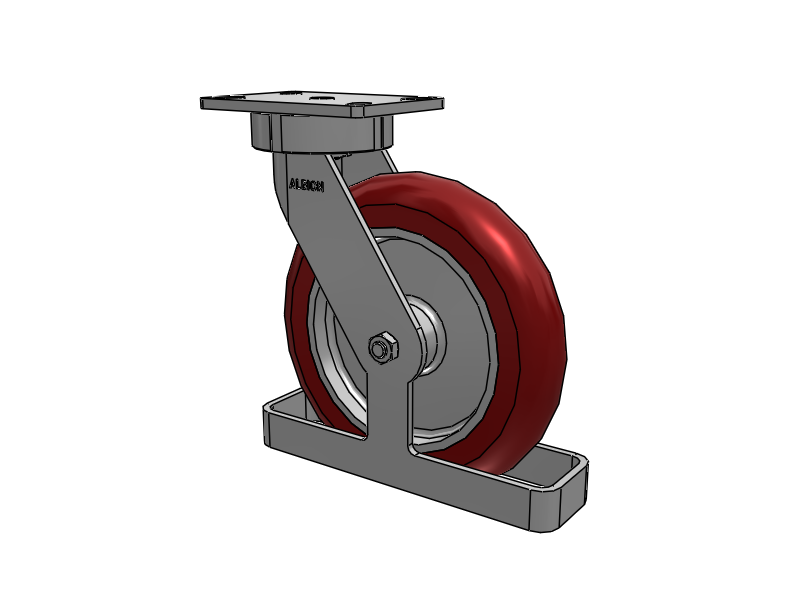 10"x2" USA Ergonomic Swivel Caster with MAX-Efficiency Wheel, Toe Guard, and 6.25"x4.5" Plate