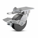 6"x2" USA Ergonomic Brake Caster with HD Nylon Wheel, Swivel Lock, and 6.25"x4.5" Plate