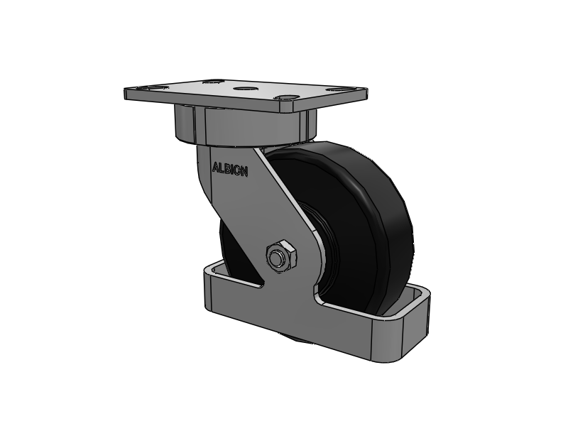 6"x2" USA Ergonomic Swivel Caster with HD Nylon Wheel, Toe Guard, and 6.25"x4.5" Plate