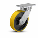 8"x2" USA Ergonomic Swivel Caster (9.5" OAH) with HD Poly-on-Iron Wheel and 6.25"x4.5" Plate
