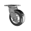 6"x2" Performa Black Flat Rubber Roller Bearing Caster with 4"x4.5" Plate