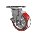 6"x2" USA HI-TECH Easy-Roll Polyurethane Swivel Caster w/ Brake | 1,100 lb
