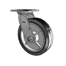 8"x2" Performa Black Flat Rubber Roller Bearing Caster with 4"x4.5" Plate