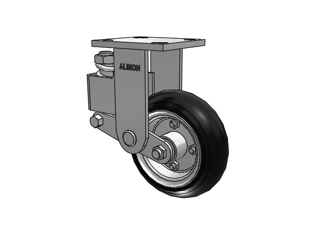 Spring-Loaded 6"x2" Never-Flat SZ Wheel Rigid Caster with 4"x4.5" Plate