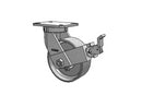 Kingpinless 8"x3" Forged Steel Wheel Caster with Face Brake and 7.25"x5.25" Plate