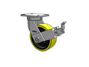 Kingpinless 8"x3" HD Poly-on-Iron Caster with Face Brake and 7.25"x5.25" Plate