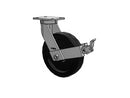 Kingpinless USA 12"x3" Phenolic Wheel Caster with Face Brake and 7.25"x5.25" Plate
