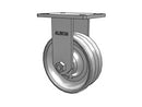 Kingpinless 8"x3" VF - Forged Steel V-Groove Wheel Rigid Caster with 7.25"x5.25" Plate