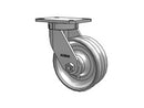 Kingpinless 8"x3" VF - Forged Steel V-Groove Wheel Caster with 7.25"x5.25" Plate