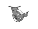 Value Kingpinless 8"x3" Cast Iron Wheel Caster with Face Brake and 7.25"x5.25" Plate