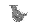 Value Kingpinless 12"x3" Cast Iron Wheel Caster with Face Brake and 7.25"x5.25" Plate