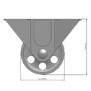Front dimensioned CAD view of a Faultless Casters 2.5" x 1" wide wheel Rigid caster with 2-1/4" x 4-7/16" top plate, without a brake, Sintered Iron wheel and 200 lb. capacity part