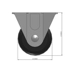 Front dimensioned CAD view of a Faultless Casters 2" x 1" wide wheel Rigid caster with 1-1/2" x 2-21/32" top plate, without a brake, Hard Rubber wheel and 150 lb. capacity part