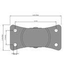 Side dimensioned CAD view of a Faultless Casters 4" x 1.3125" wide wheel Rigid caster with 3-1/8" x 6-1/4" top plate, without a brake, Polypropylene wheel and 350 lb. capacity part