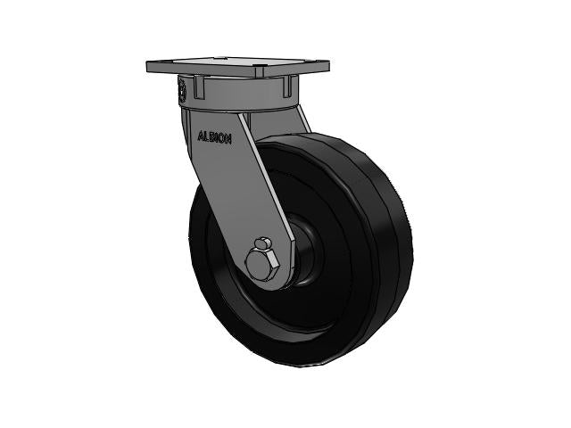 Kingpinless 12"x4" Phenolic Wheel Caster with 7.5"x6.25" Plate