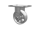 3/4" King-Bolt 5"x2" Cast Iron Wheel Rigid Caster with 6.25"x4.5" Plate