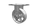 3/4" King-Bolt 6"x2" Cast Iron Wheel Rigid Caster with 6.25"x4.5" Plate