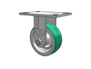3/4" King-Bolt 5"x2" Poly-on-Aluminum Rigid Caster with 6.25"x4.5" Plate