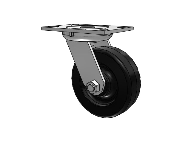 3/4" King-Bolt 6"x2" Phenolic Wheel Caster with 6.25"x4.5" Plate