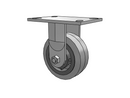 3/4" King-Bolt 5"x2" Performance XS Rubber Rigid Caster with 6.25"x4.5" Plate
