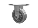 3/4" King-Bolt 6"x2" Performance XS Rubber Roller Bearing Rigid Caster with 6.25"x4.5" Plate