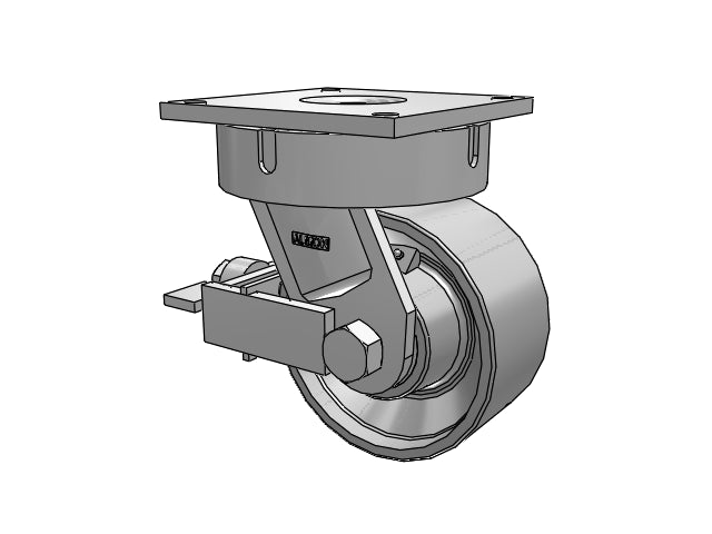 Ultimate Kingpinless 8"x4" Large Bore Forged Steel Wheel Caster with Face Brake and 8.5"x8.5" Plate