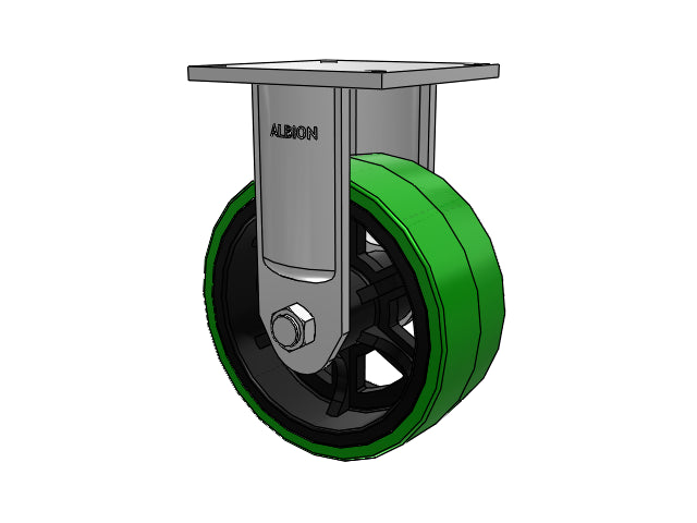 Ultimate Kingpinless 12"x5" Thick Polyurethane-on-Iron Wheel Rigid Caster with 8.5"x8.5" Plate