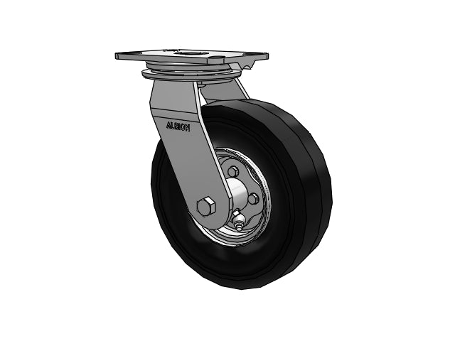 HD Raceway 9"x2.8" Black Pneumatic Wheel Caster with 6.25"x4.5" Plate