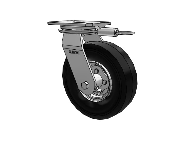 HD Raceway 9"x2.8" Black Pneumatic Ball Bearing Wheel Caster with 6.25"x4.5" Plate & Swivel Lock