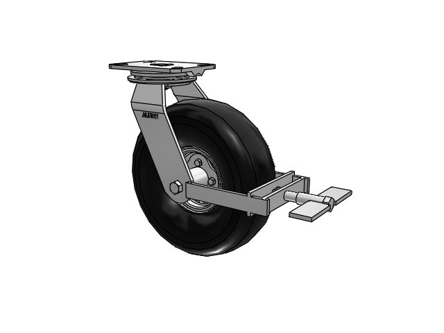 HD Raceway 10.9"x4.1" Black Pneumatic Wheel Caster with Top Wheel Lock and 6.25"x4.5" Plate