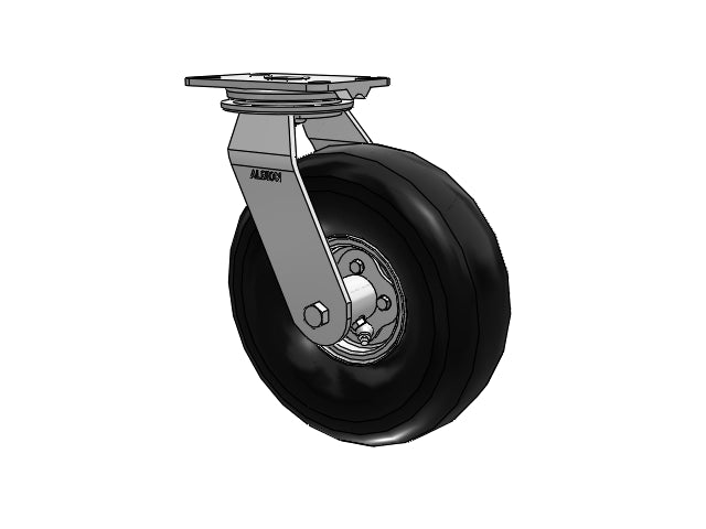 HD Raceway 10.9"x4.1" Black Pneumatic Wheel Caster with 6.25"x4.5" Plate