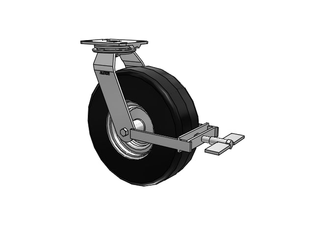 HD Raceway 13"x4.1" Black Pneumatic Wheel Caster with Top Wheel Lock and 6.25"x4.5" Plate