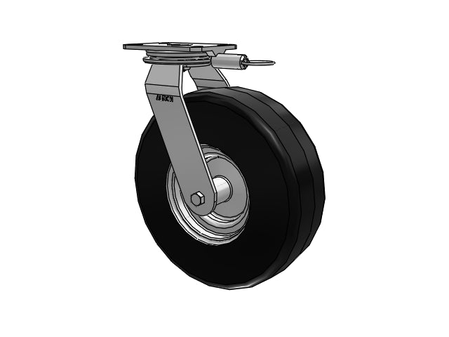 HD Raceway 13"x4.1" Black Pneumatic Wheel Caster with 6.25"x4.5" Plate & Swivel Lock