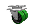 Ultimate Dual-Wheel Kingpinless 12" Thick Polyurethane-on-Iron Wheel Caster with 12"x12" Plate
