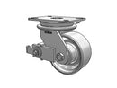 HD Raceway 6"x3" Cast Iron Wheel Caster with Poly-Cam Brake and 7.25"x5.25" Plate