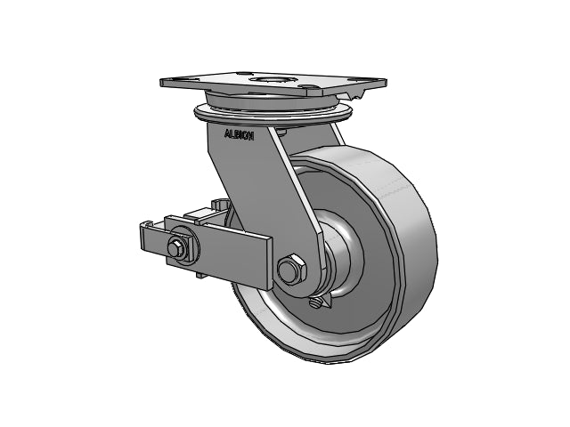 HD Raceway 8"x3" Forged Steel Wheel Caster with Poly-Cam Brake and 7.25"x5.25" Plate