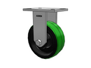 HD Raceway 8"x3" Green Poly-on-Iron Rigid Caster with 7.25"x5.25" Plate