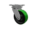 HD Raceway 8"x3" Green Poly-on-Iron Tapered Rollering Bearing Caster with 7.25"x5.25" Plate