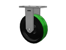 HD Raceway 10"x3" Green Poly-on-Iron Rigid Caster with 7.25"x5.25" Plate