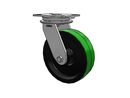 HD Raceway 10"x3" Green Poly-on-Iron Caster with 7.25"x5.25" Plate