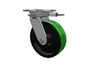 HD Raceway 10"x3" Green Poly-on-Iron Tapered Roller Bearing Caster with 7.25"x5.25" Plate & Swivel Lock