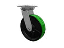 HD Raceway 12"x3" Green Poly-on-Iron Caster with 7.25"x5.25" Plate